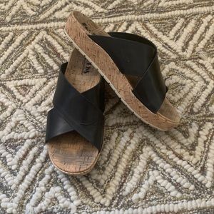 Korks by Kork-Ease Black Leather Slides